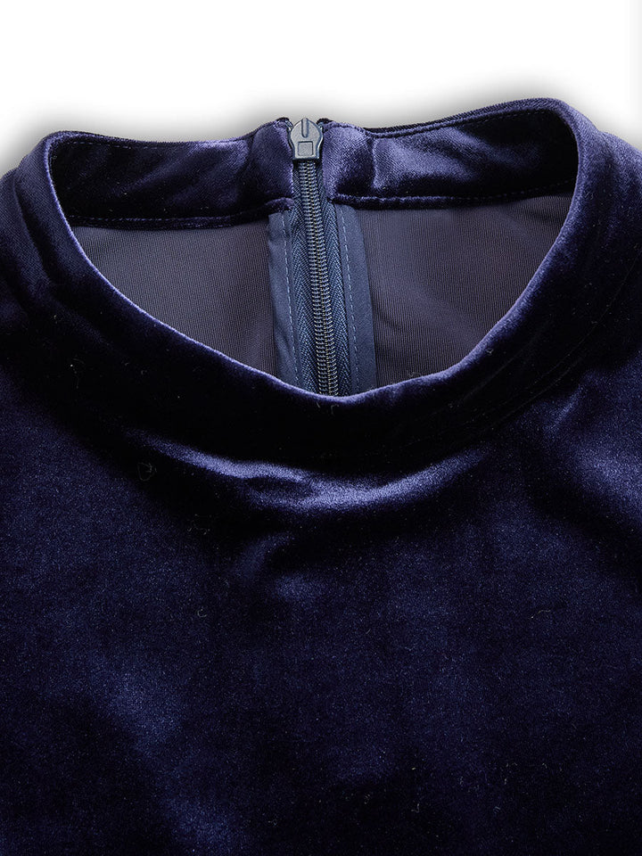 Elissa | Navy Blue Midi Dress with Long Sleeves