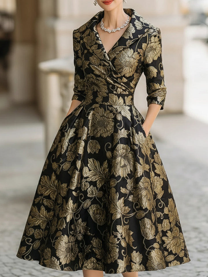 Meghan | Elegant Floral Midi Dress