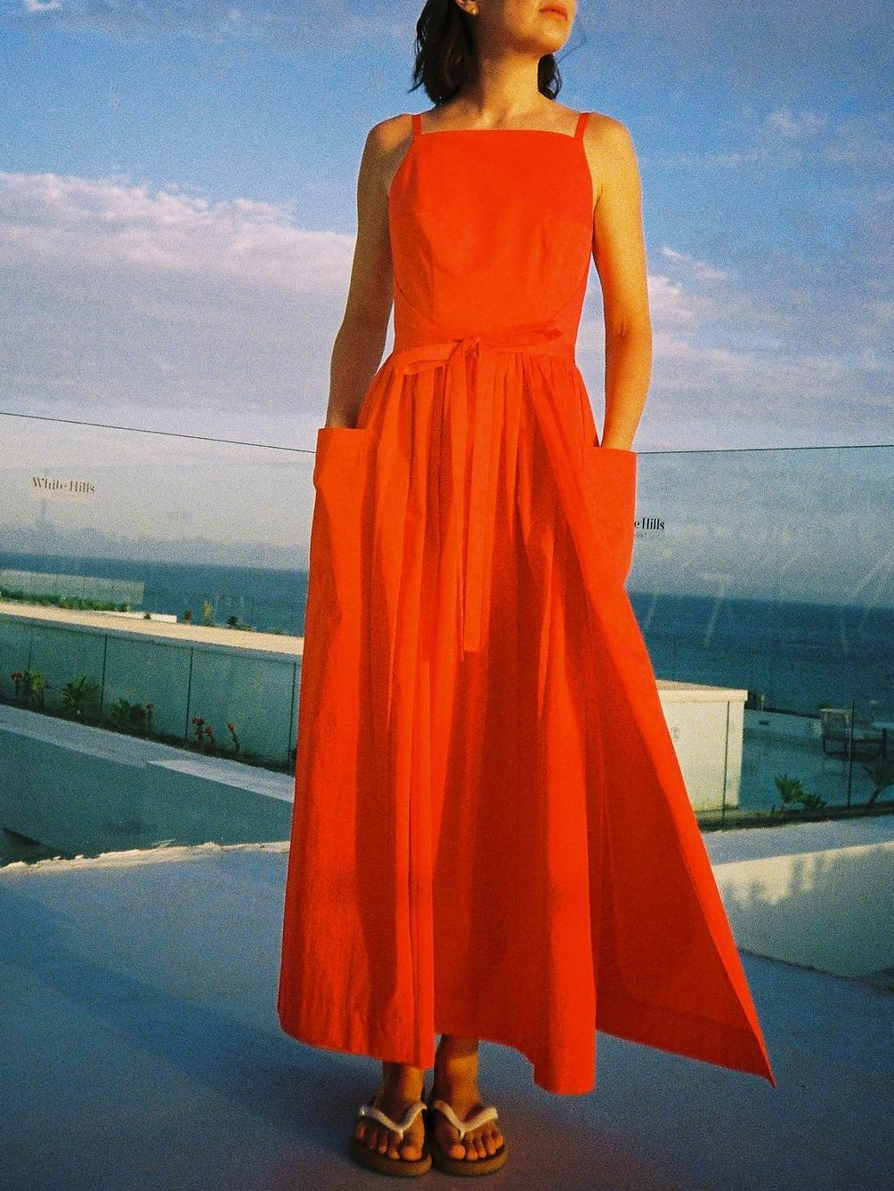 Sun Waist Midi Dress with No Side Seams