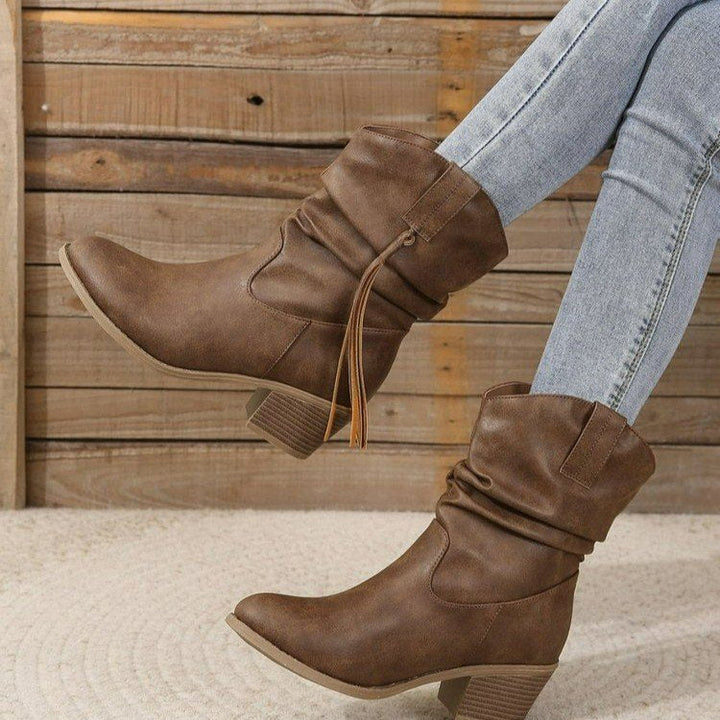 Vintage Western Cowboy Tassel Ankle Boots