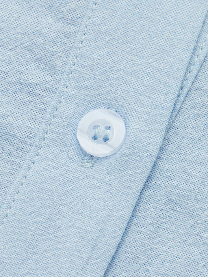 Cotton and Linen Long Sleeve Loose Shorts Set