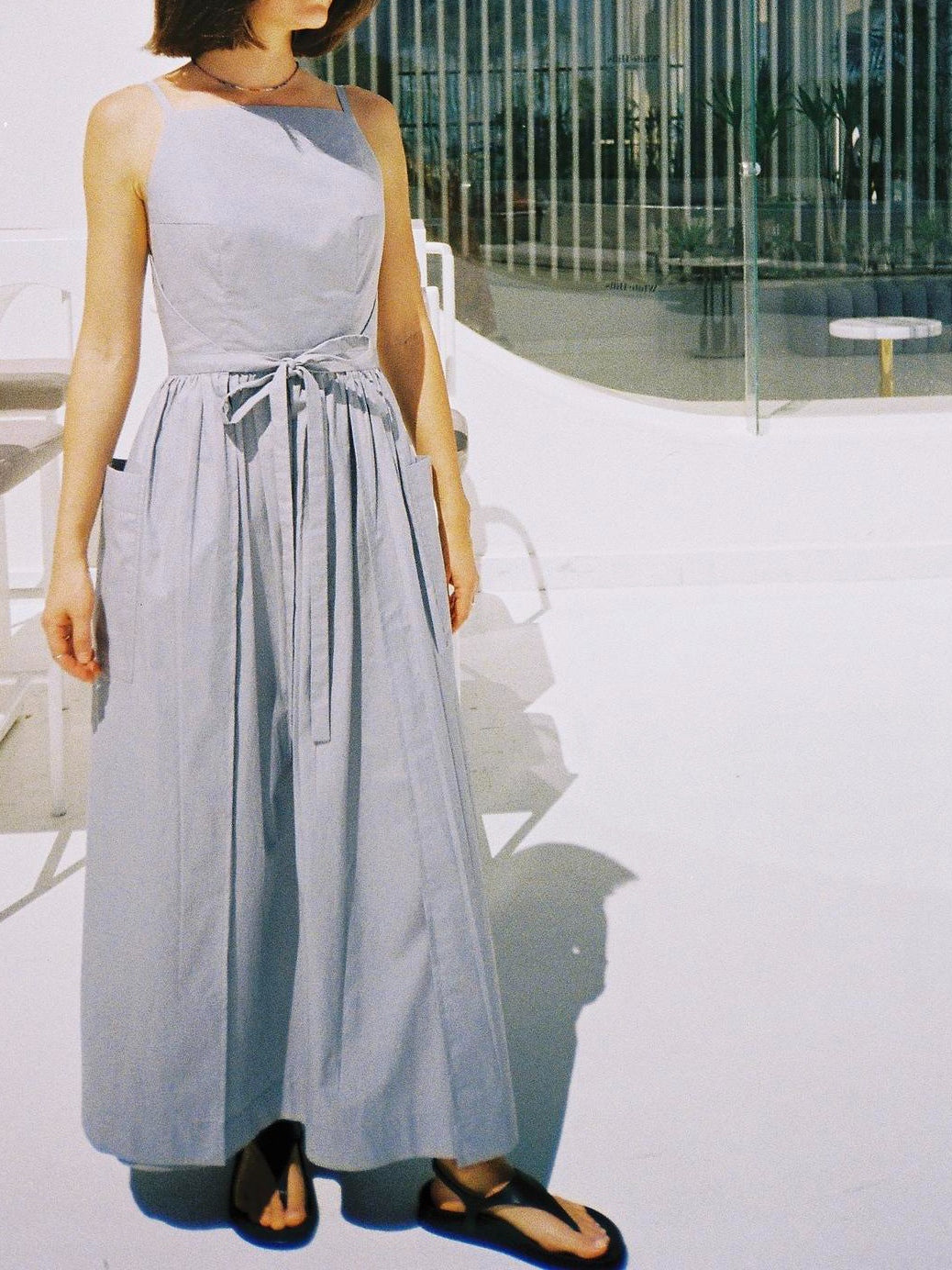 Sun Waist Midi Dress with No Side Seams