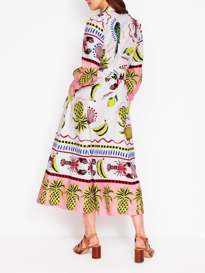 Multicolor Tropical Carnival Shirt Dress